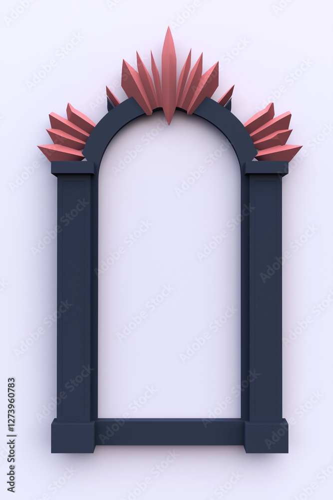 Poster Minimalistic low-poly 3D frame with geometric design and pastel colors on a clean background