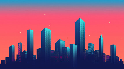 Obraz premium City skyline in twilight glows warmly with urban sophistication