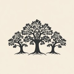 Obraz premium Three Ornate Trees Standing Together In Harmony