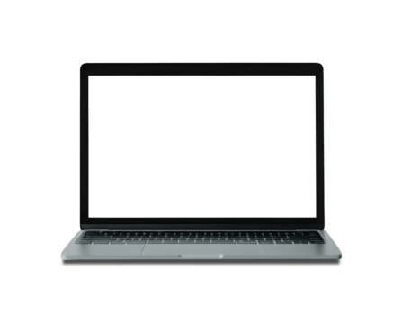 Modern laptop isolated on transparent background. PNG. Front view