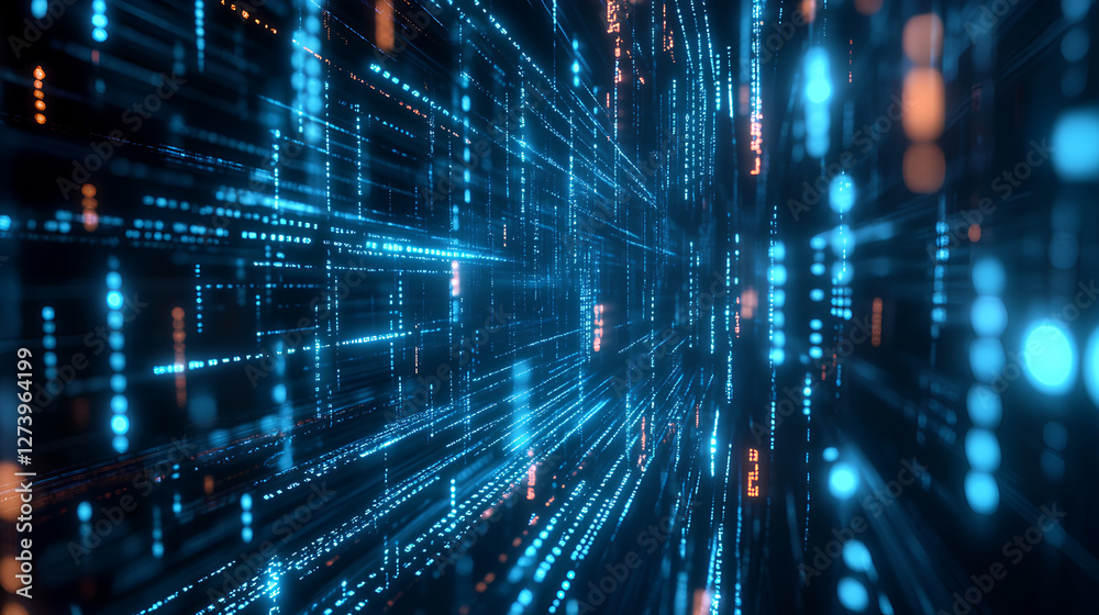 Poster digital binary code and streaming data wallpaper design 