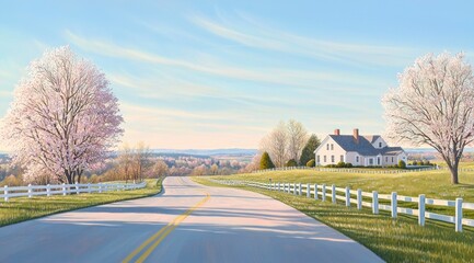 Fototapeta premium Spring Scenic spring landscape with blooming trees