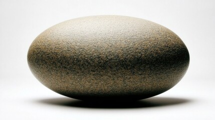 Speckled Stone Egg Shape With Smooth Texture On White Background Under Studio Lighting