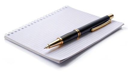 Pen and Notepad on White Background