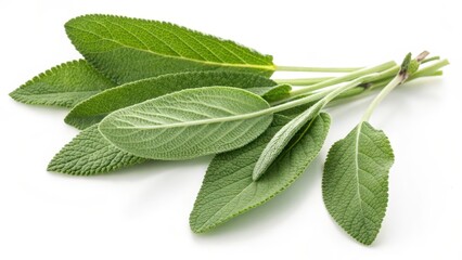 Obraz premium Sage Leaves on White Background