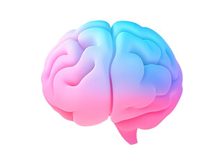 Blue and pink gradient brain, transparent background