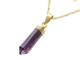 Isolated Amethyst Crystal Pendant Necklace