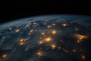 Obraz premium Earth City Lights Night View From Space