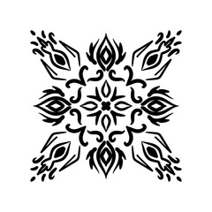 Unique black hand drawn vector tile pattern featuring intricate floral elements and symmetrical design vector illustration