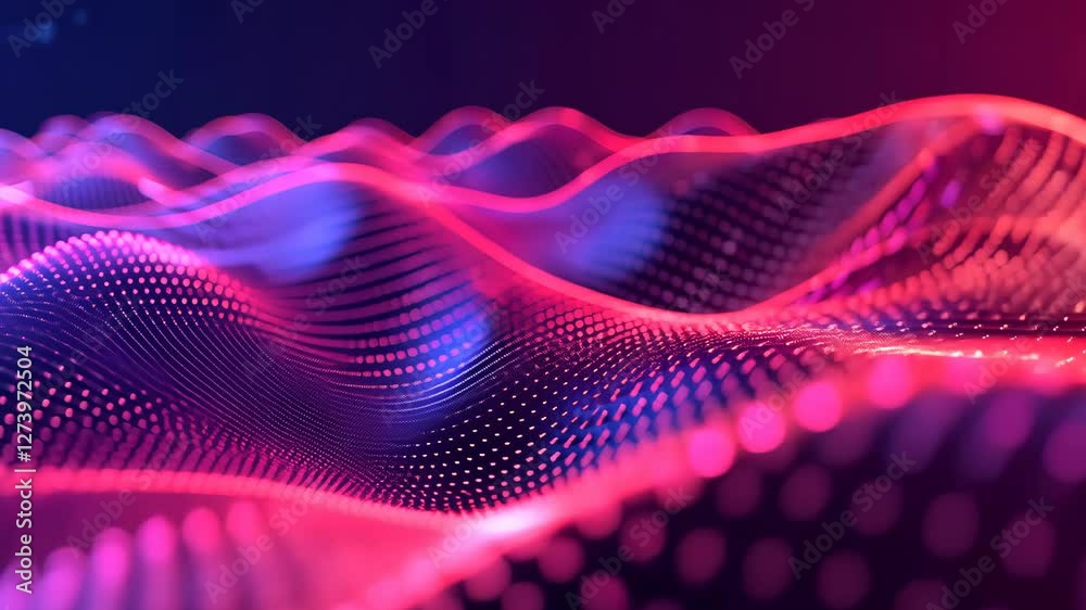 Poster dynamic wave formations in vibrant colors flow smoothly, creating an engaging visual experience in a