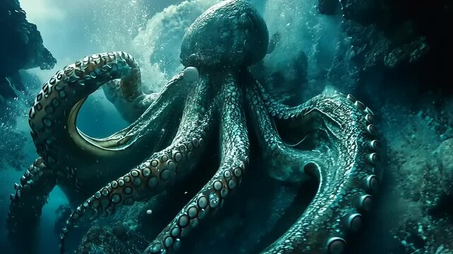 octopus on a black background