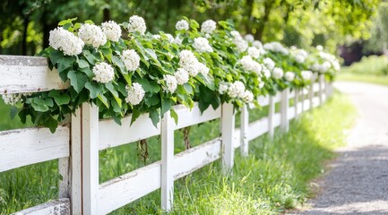 Fototapeta premium Spring White flowers on a rustic fence