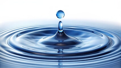 Water Droplet Impact, Ripples, White Background