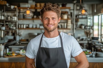 Fototapeta premium A chef showcasing creative plating techniques to elevate inexpensive dishes in a fine dining setting