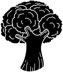 broccoli illustration plant silhouette food logo vegetable icon tree outline green fresh cabbage diet healthy nature natural health branch shape and vector graphic background
