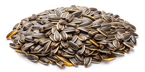 Pile of Sunflower Seeds on White Background