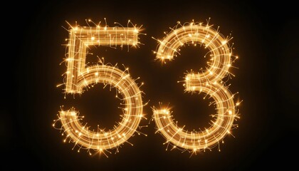 Sparkling Number Fifty Three Celebration Design Abstract Art Glowing Light Trails