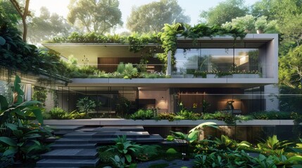 Obraz premium Visualize a modern, futuristic house with sleek, minimalist architecture
