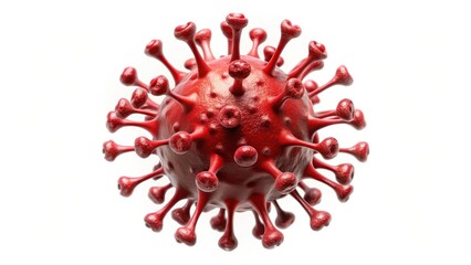 Red Virus Particle on White Background