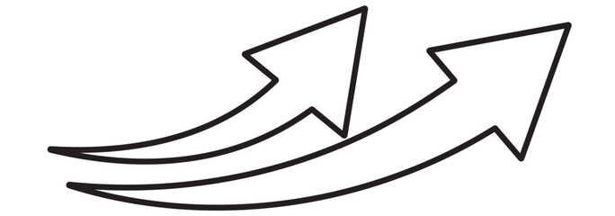 Long arrows icon. Long curved hand drawn arrow isolated.