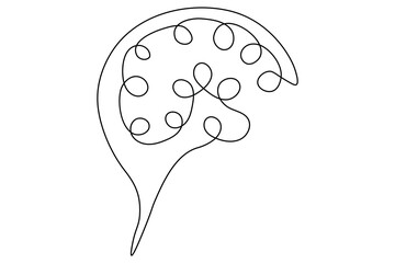 Human brain Continuous one line art drawing of scissors vector illustration design
