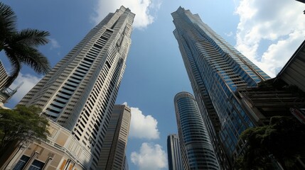 Obraz premium City Skyscrapers Reaching High Upward