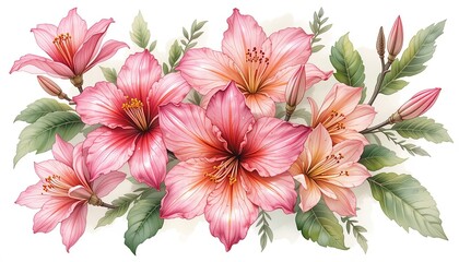 Obraz premium Vibrant pink flowers botanical garden illustration natural setting close-up gigapixel cgi