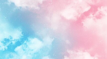 Dreamy Pastel Sky with Blue and Pink Clouds for Background Use