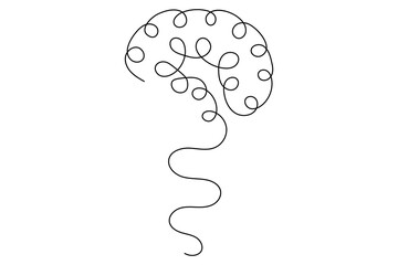 Human brain Continuous one line art drawing of scissors vector illustration design
