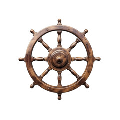 Vintage wooden ship wheel on transparent background. symbolizing navigation, sailing, and maritime heritage, perfect for nautical-themed designs