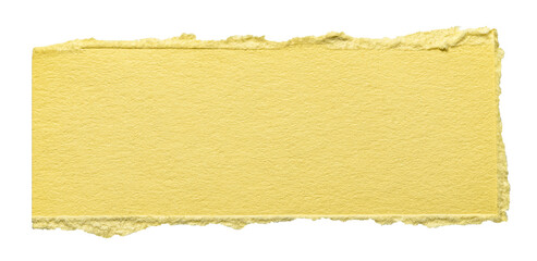 Yellow cut out torn piece of blank paper note cardboard with texture and copy space for text, transparent png background design element