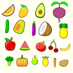 fruits and vegetables element design vector