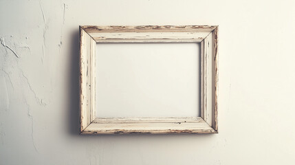 Empty vintage frame mockup on textured wall background