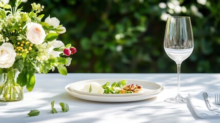 Modern Passover Table Setting: Elegant Dishware, Floral Decor, and Stylish Seder Plate