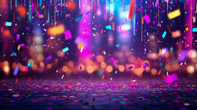 Celebration Sparkle: A cascade of vibrant confetti and streamers for jubilant occasion, promotion or event announcement
