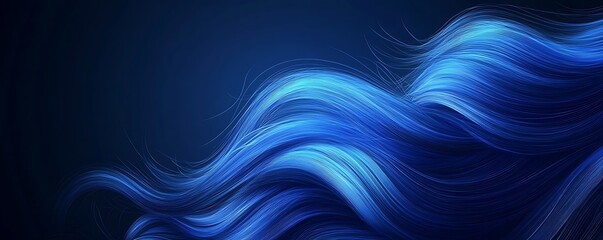 Obraz premium Modern minimalist abstract blue background with wavy curved lines