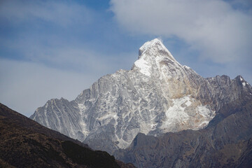 Majestic snow-capped mountain high altitude nature scene serene environment panoramic view adventure inspiration