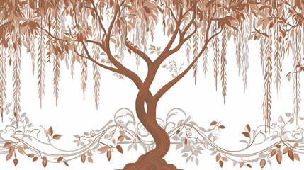 Obraz premium elegant willow tree design with intricate floral patterns