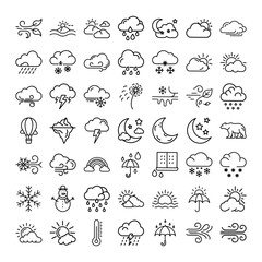 Fototapeta premium Weather Icons Clouds, Sun, Rain, Snow, Wind, and More