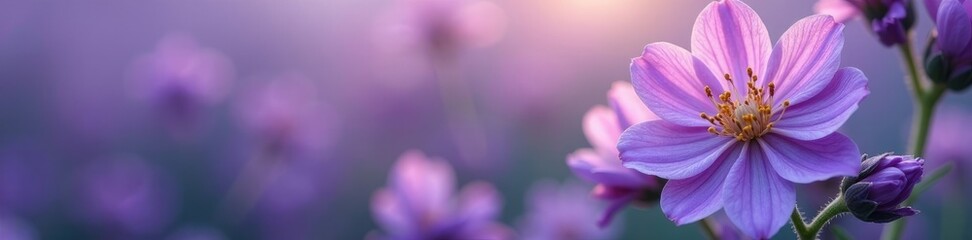 Obraz premium Delicate lavender blooms with intricate details, purple flowers, botanical, flower