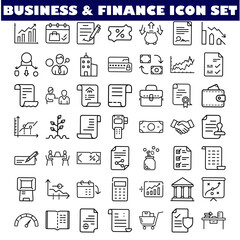 Business Finance Icons Charts, Documents, Money, Growth, Banking