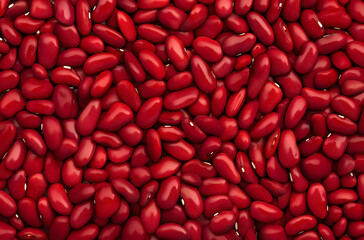 Shiny Red Beans Close-Up with Smooth Glossy Surface