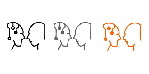AI Generation Web Icons. Artificial Intelligence, Chat Bot, AI Technology, Future, Robot. Vector in Line Style Icons