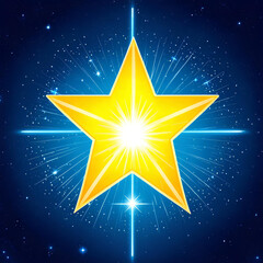 Obraz premium golden star on blue background