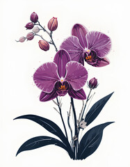 Vignette of flowers. Orchids.