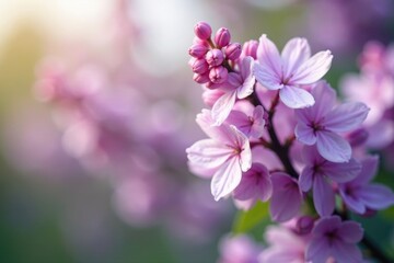 Delicate purple blooms dance in gentle spring breeze, blossoms, lilac flowers