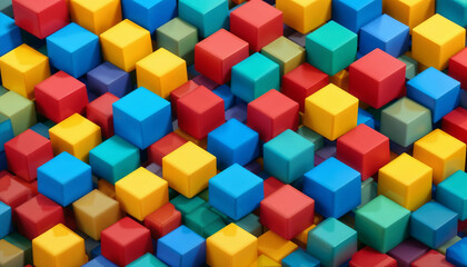 Obraz premium Vibrant colorful cubes arranged in a seamless, geometric pattern create a dynamic abstract background