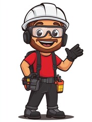 Fototapeta premium Happy Construction Worker Welcoming With Tools