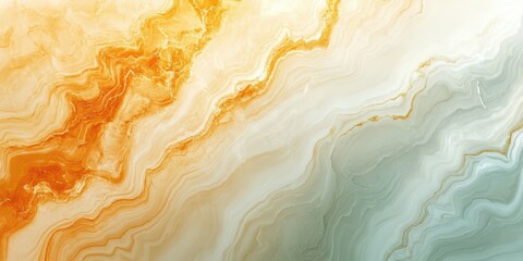Abstract fluid art in warm orange and cool blue tones with intricate swirls and patterns
