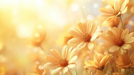 Radiant daisies in golden light bring a sense of warmth and joy to a bright sunny day